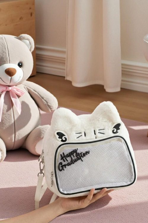 Brown Kawaii Bear Convertible Ita Bag for Pin Display