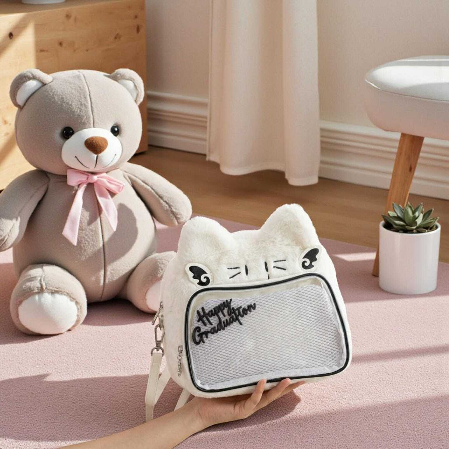 Brown Kawaii Bear Convertible Ita Bag for Pin Display Brown Kawaii Bear Convertible Ita Bag for Pin Display