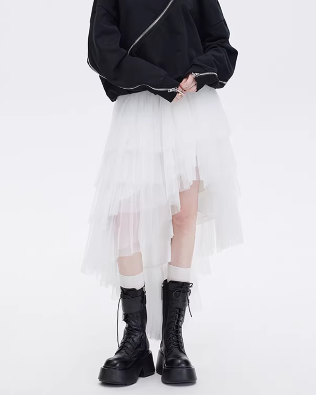 Buckled Irregular Tulle Skirt Buckled Irregular Tulle Skirt