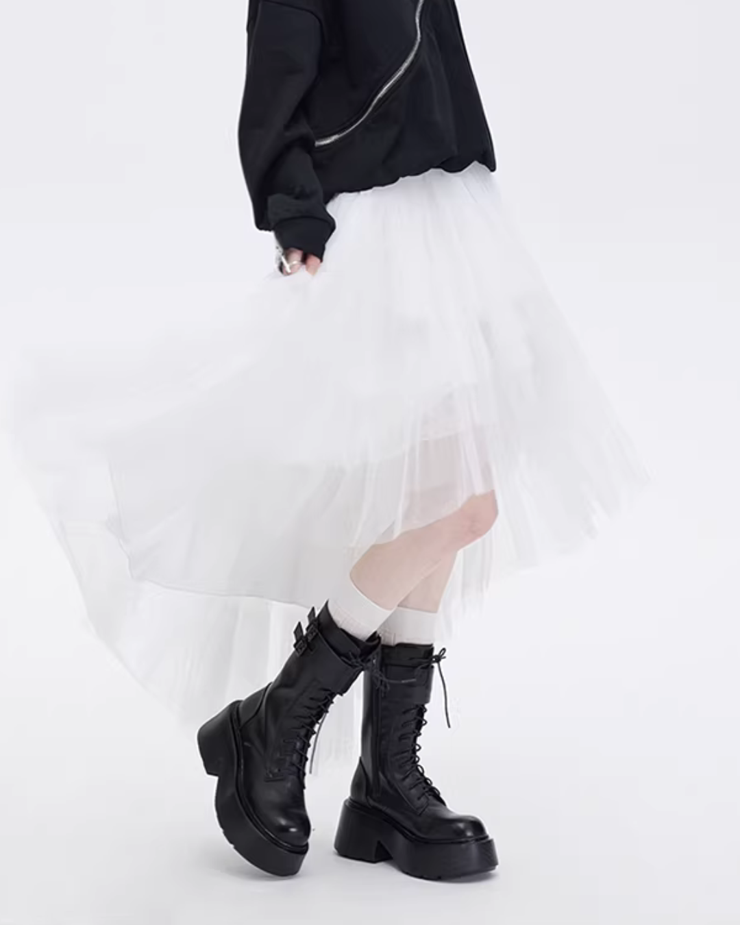 Buckled Irregular Tulle Skirt Buckled Irregular Tulle Skirt