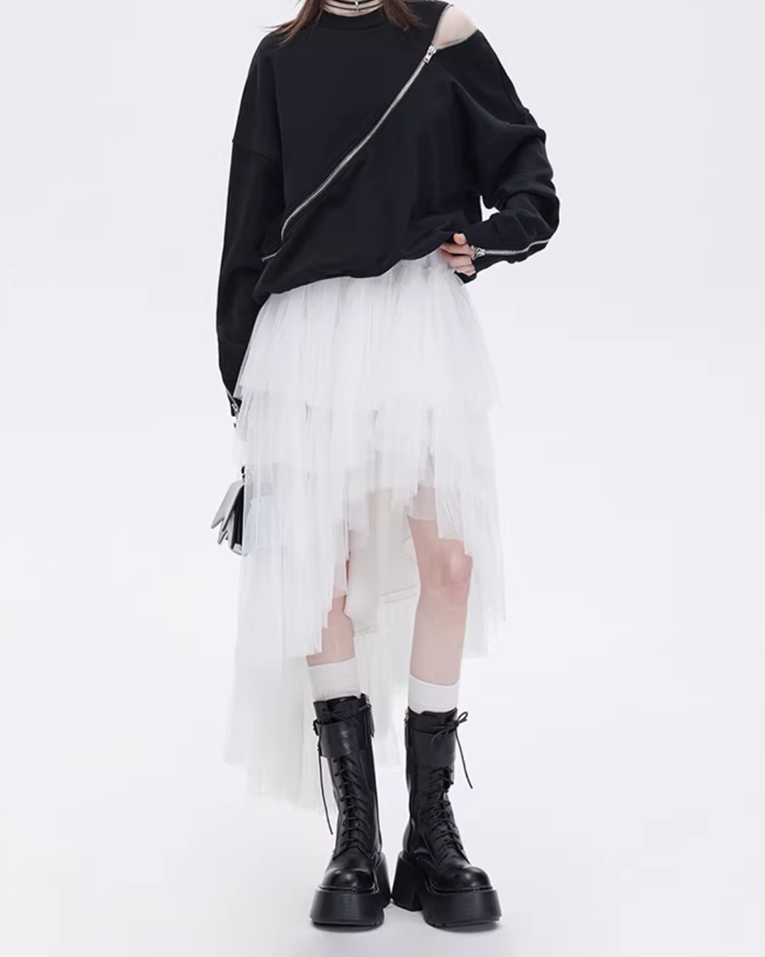 Buckled Irregular Tulle Skirt Buckled Irregular Tulle Skirt