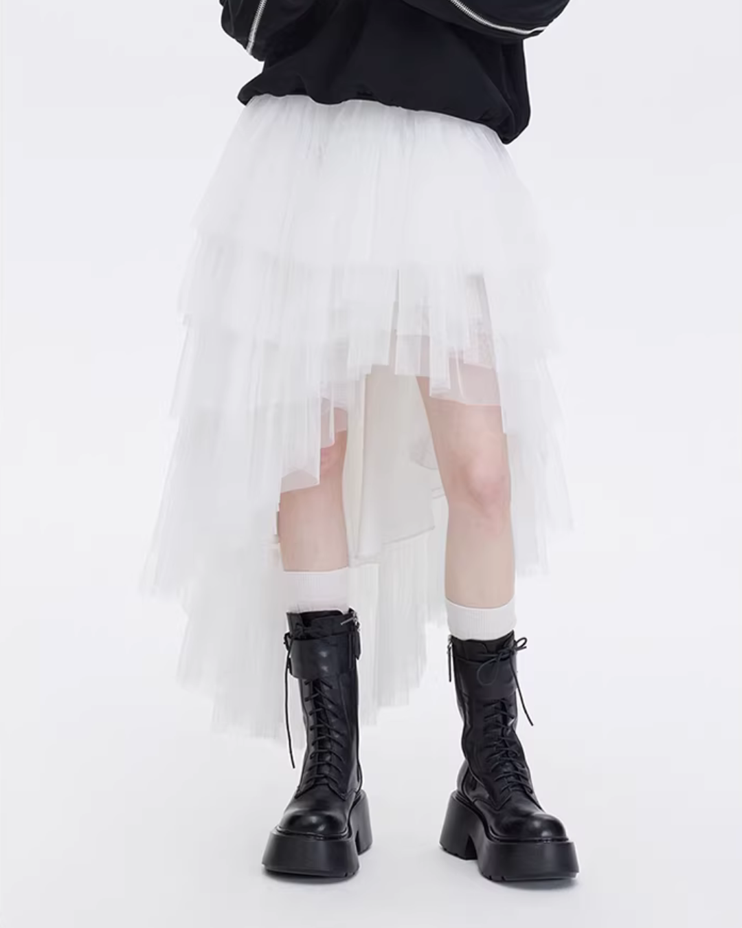 Buckled Irregular Tulle Skirt Buckled Irregular Tulle Skirt