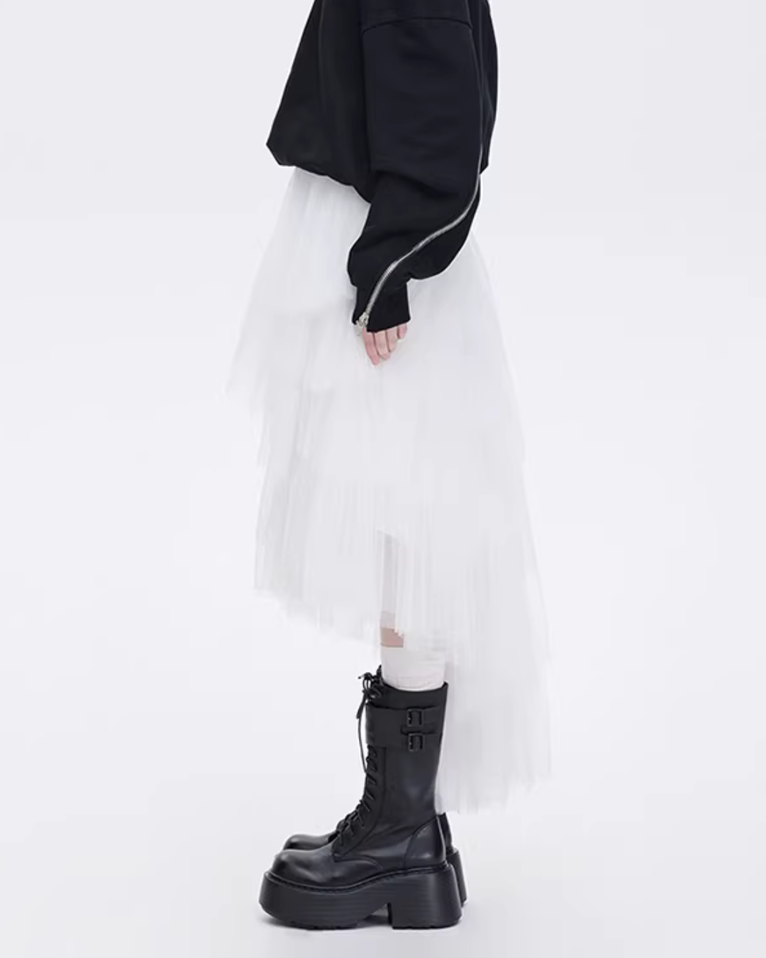 Buckled Irregular Tulle Skirt Buckled Irregular Tulle Skirt