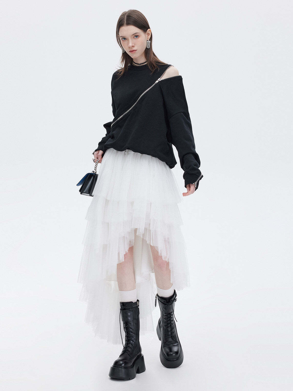 Buckled Irregular Tulle Skirt Buckled Irregular Tulle Skirt
