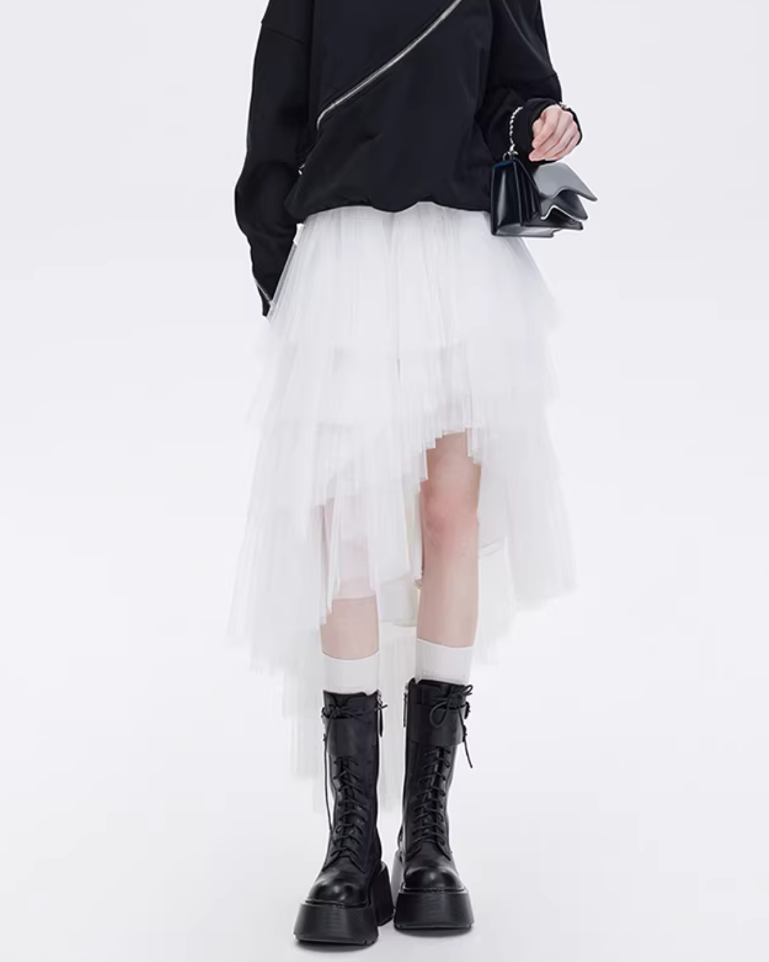 Buckled Irregular Tulle Skirt Buckled Irregular Tulle Skirt