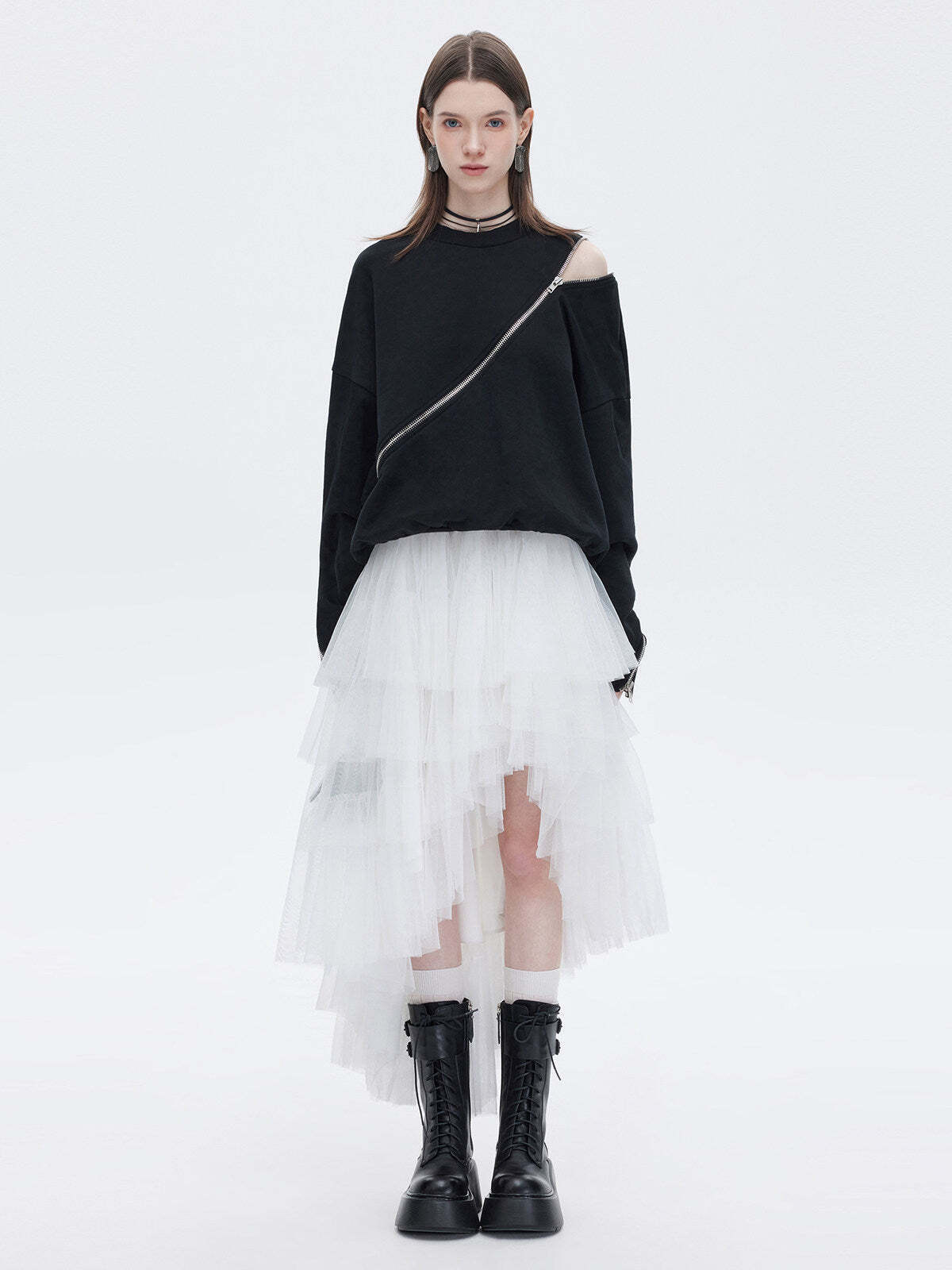 Buckled Irregular Tulle Skirt Buckled Irregular Tulle Skirt