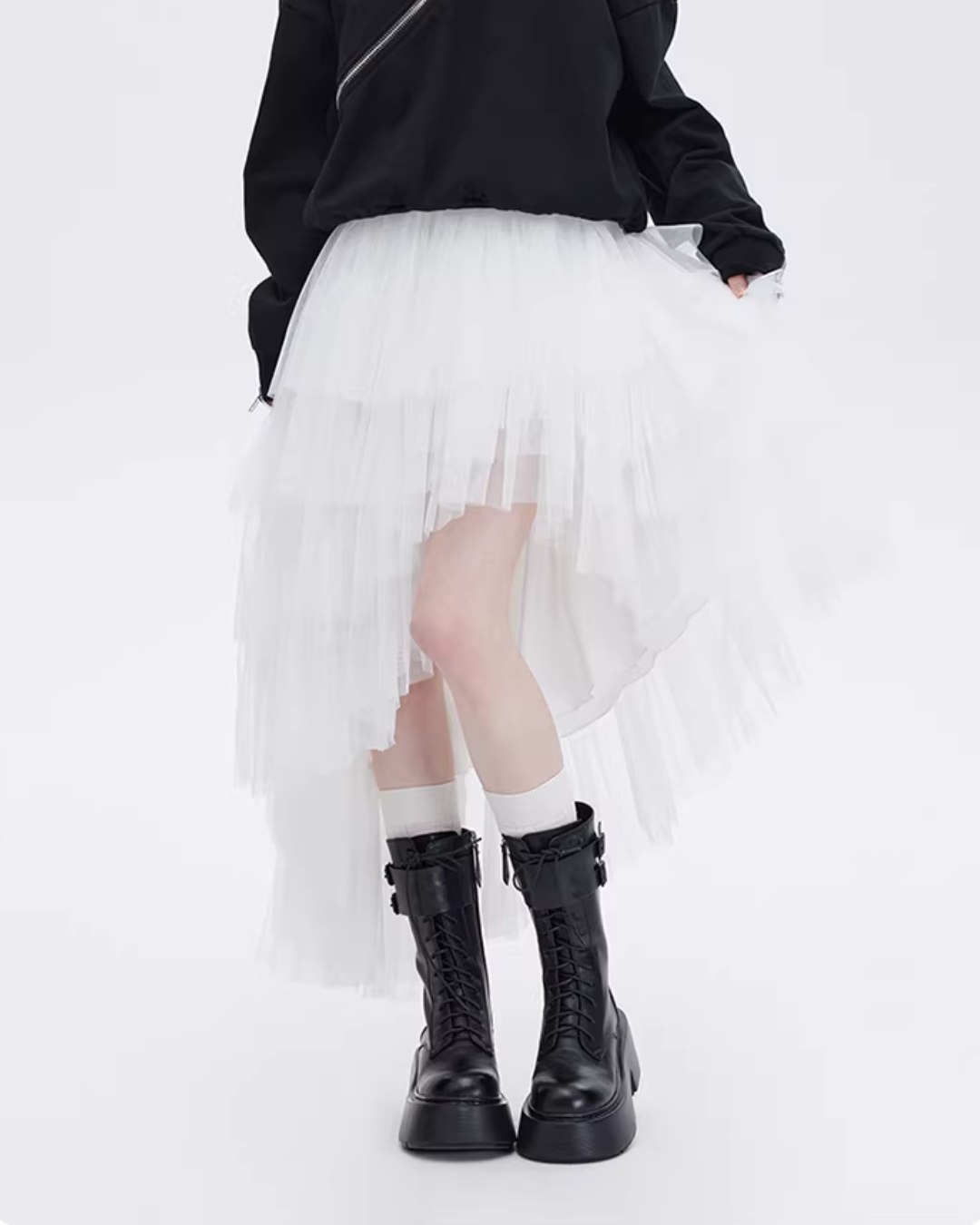 Buckled Irregular Tulle Skirt Buckled Irregular Tulle Skirt