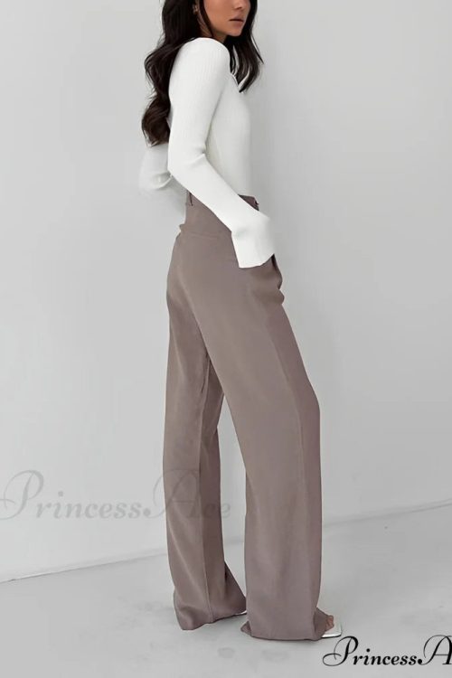 Business Casual Pleat Trendy Wide Leg Dress Pants