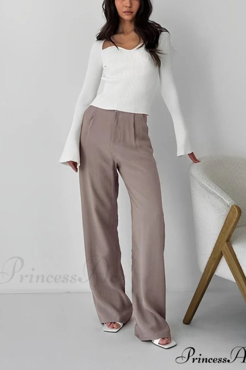Business Casual Pleat Trendy Wide Leg Dress Pants
