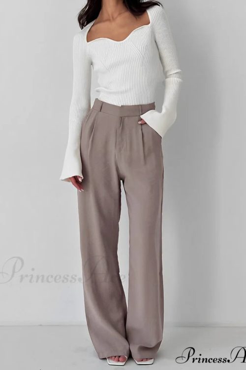 Business Casual Pleat Trendy Wide Leg Dress Pants