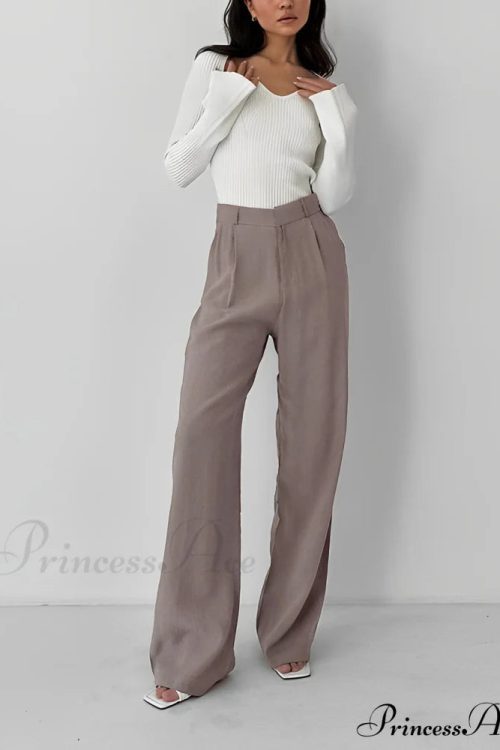 Business Casual Pleat Trendy Wide Leg Dress Pants