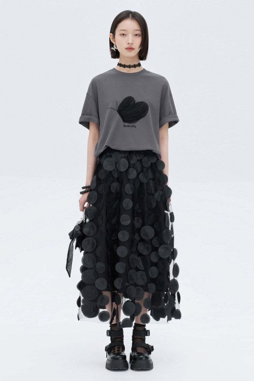 Butterfly Embroidery Short Sleeve T-Shirt