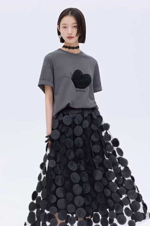 Butterfly Embroidery Short Sleeve T-Shirt