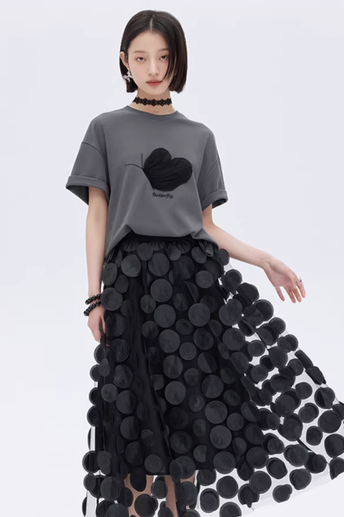 Butterfly Embroidery Short Sleeve T-Shirt