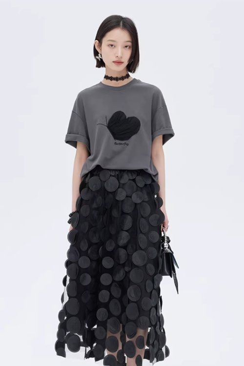 Butterfly Embroidery Short Sleeve T-Shirt