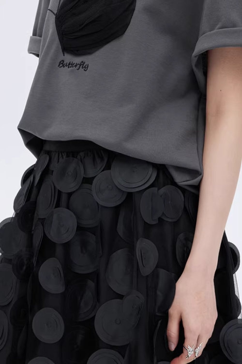 Butterfly Embroidery Short Sleeve T-Shirt