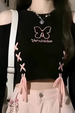Butterfly Lace-Up Crop Top