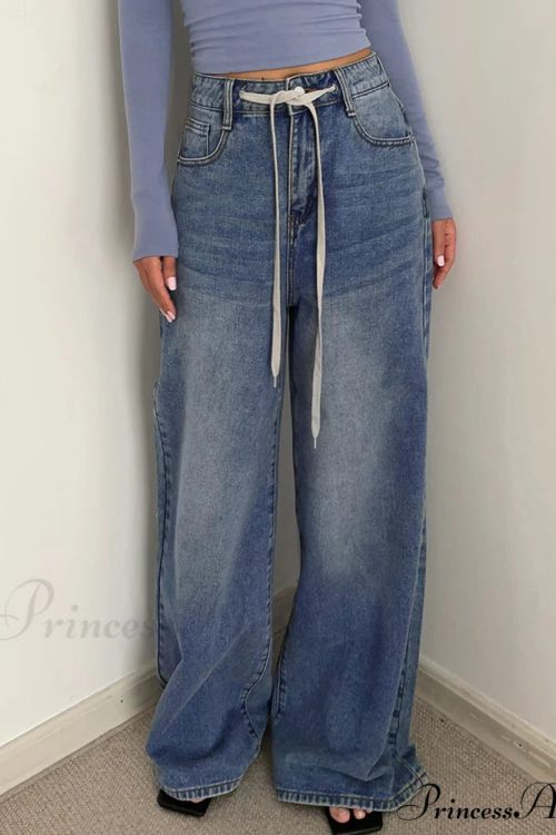 Buttoned Tied Graceful Denim Boyfriend Jeans