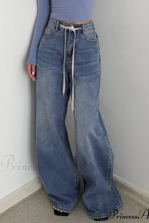 Buttoned Tied Graceful Denim Boyfriend Jeans
