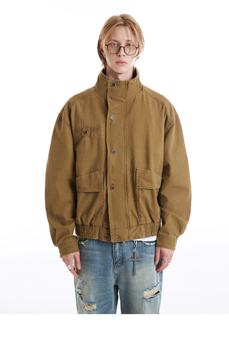 Buttons High-Collar Utility Jacket