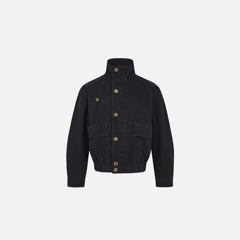 Buttons High-Collar Utility Jacket