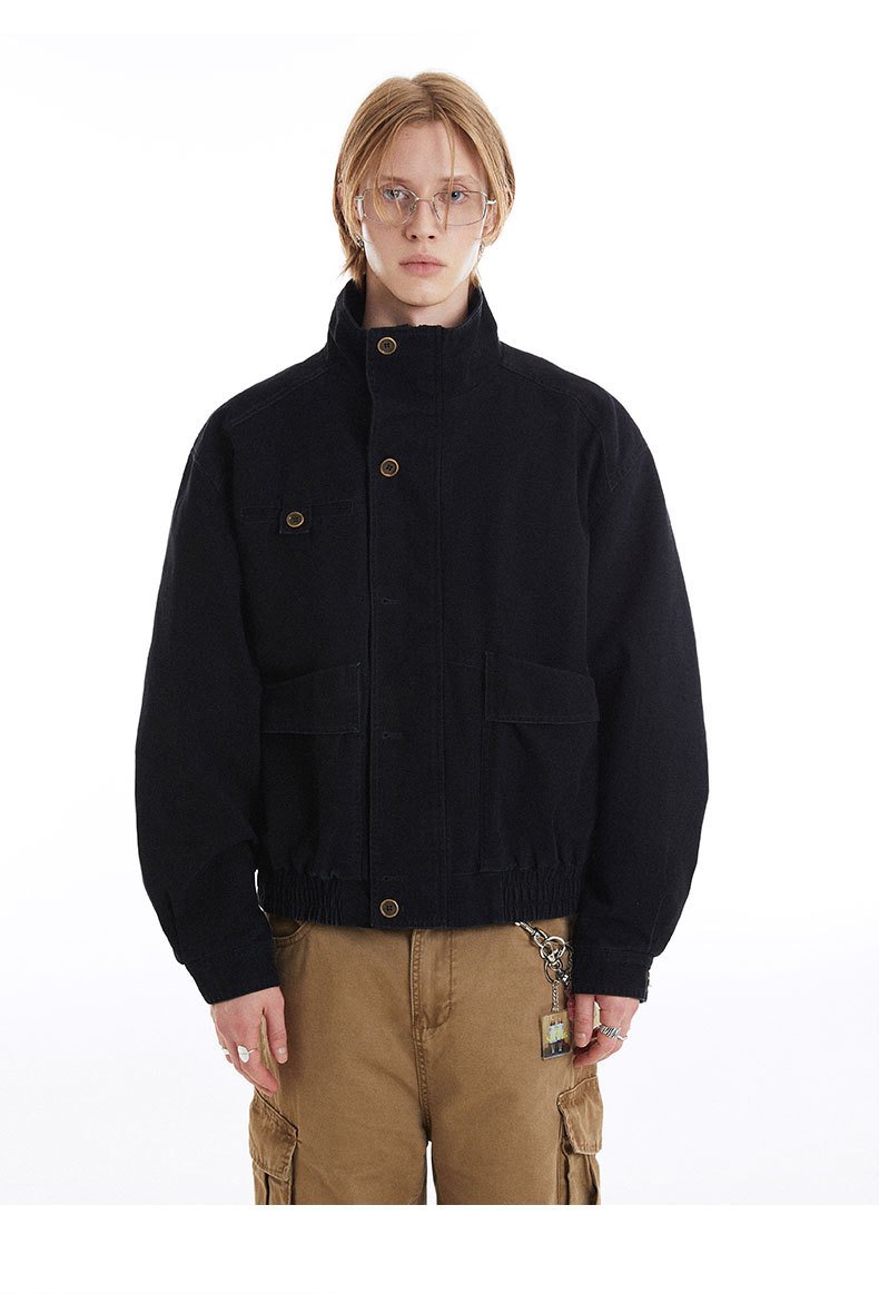 Buttons High-Collar Utility Jacket