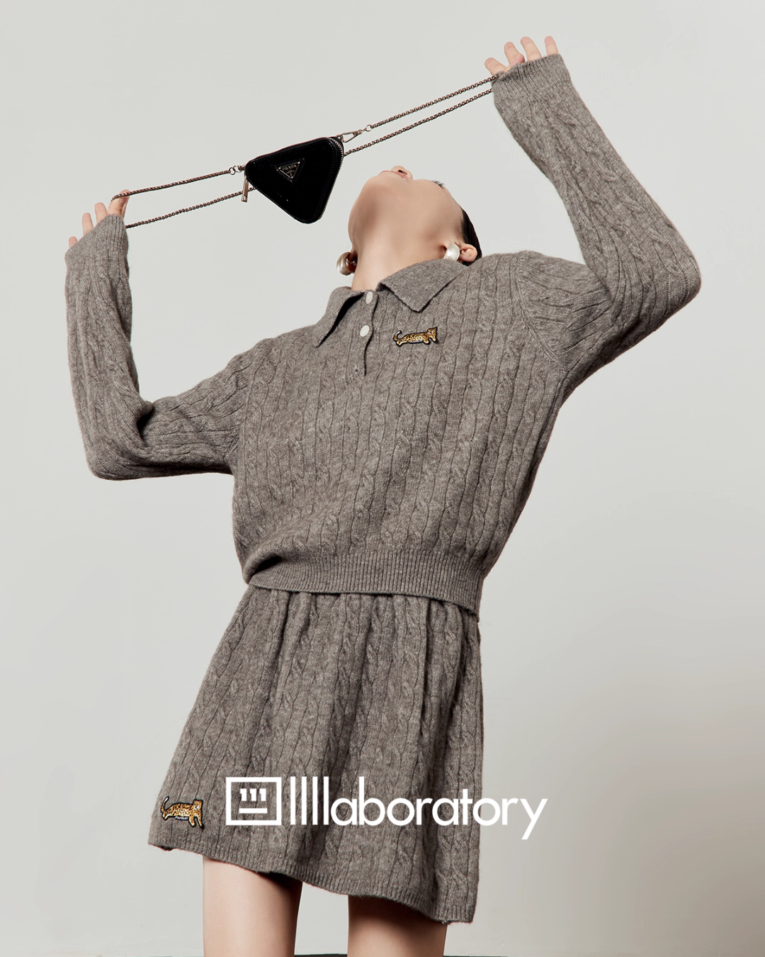 Cable Half-Button Knit Top / Mini Skirt Cable Half-Button Knit Top / Mini Skirt