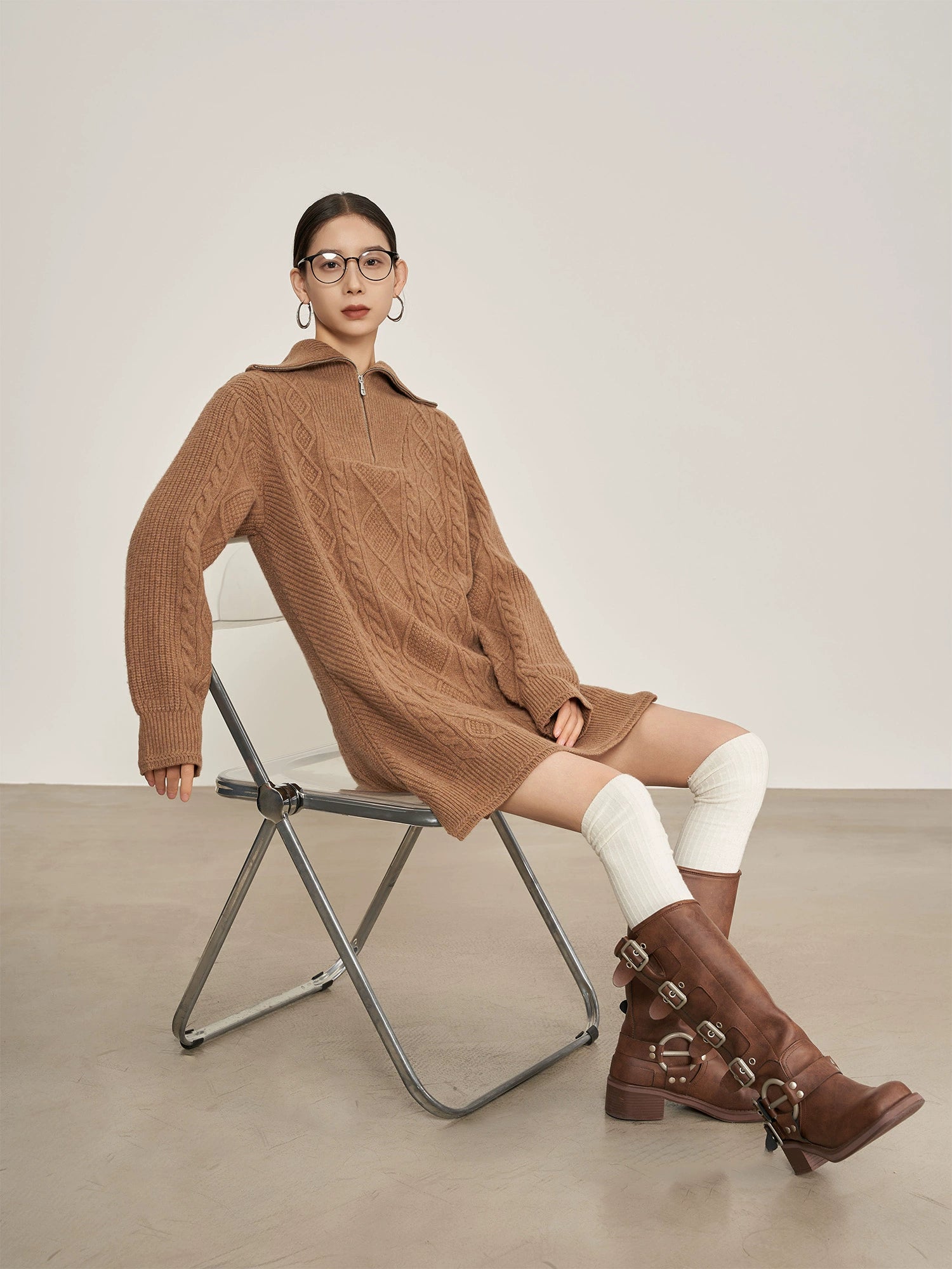 Cable Half-Zip Knit Dress Cable Half-Zip Knit Dress