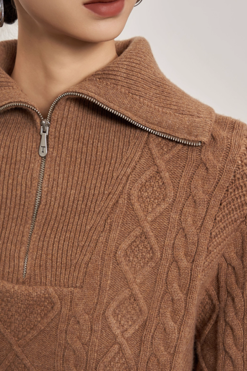 Cable Half-Zip Knit Dress