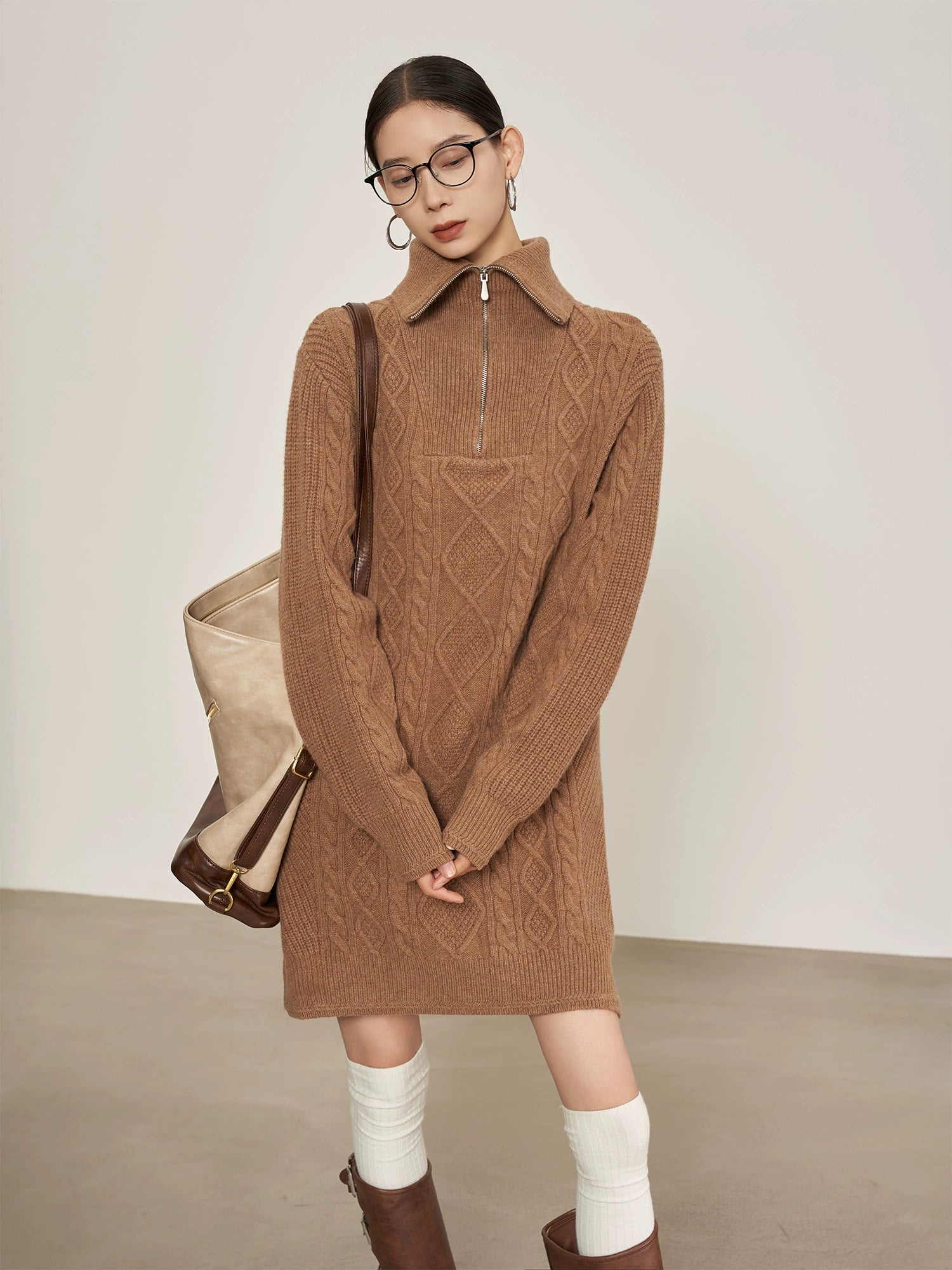Cable Half-Zip Knit Dress Cable Half-Zip Knit Dress