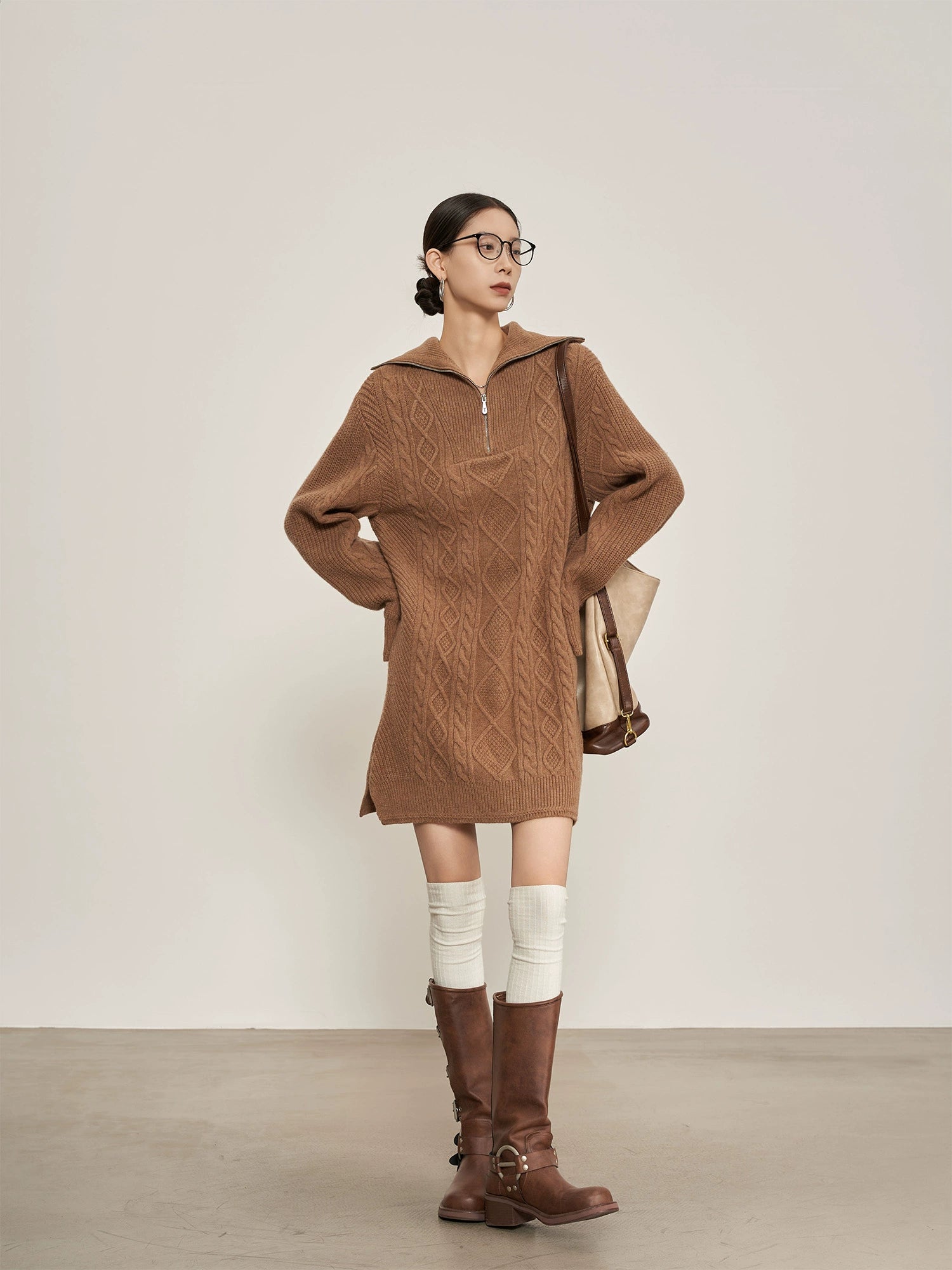 Cable Half-Zip Knit Dress Cable Half-Zip Knit Dress