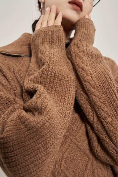 Cable Half-Zip Knit Dress