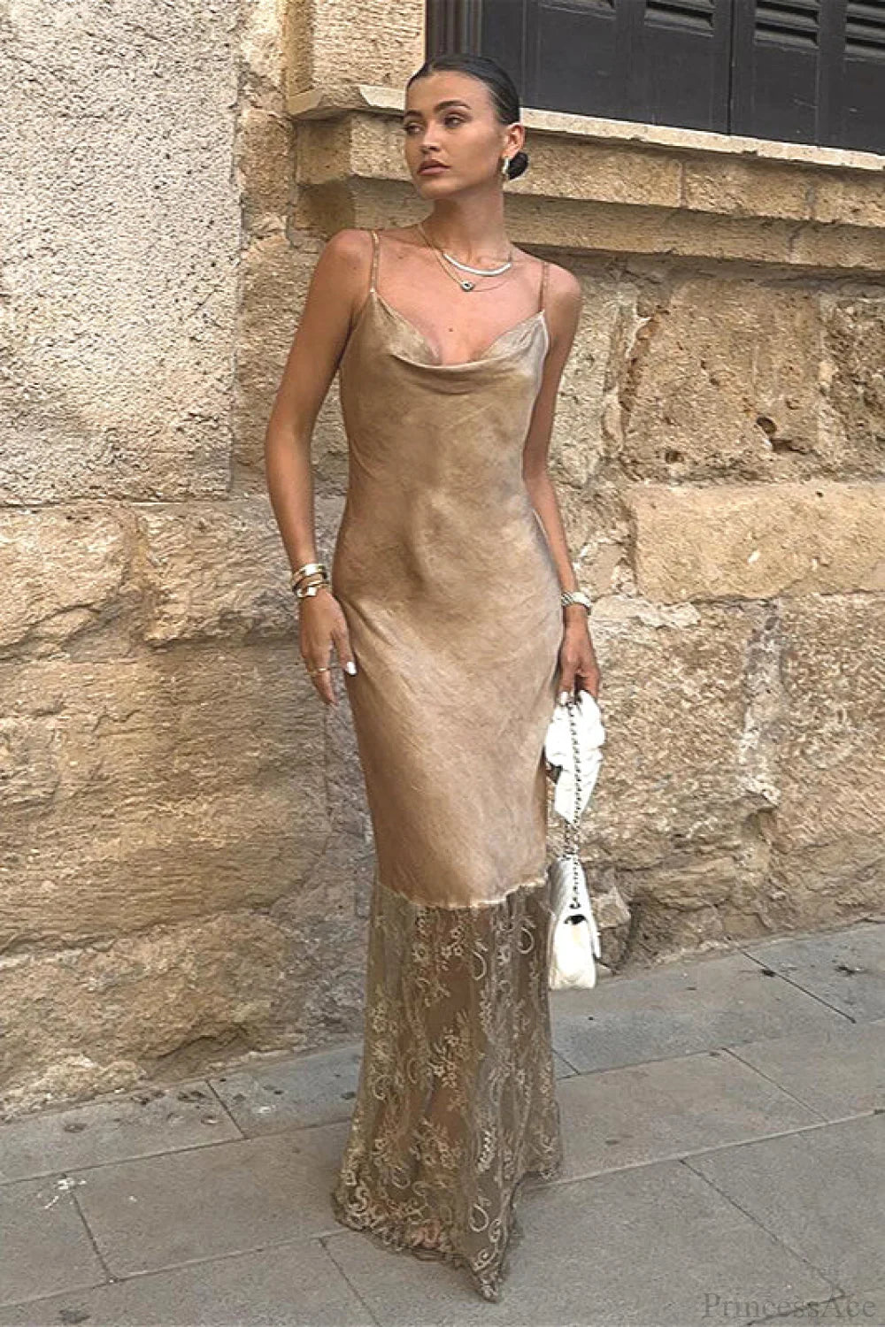 Cami Lace Backless Fitted Maxi Dress Cami Lace Backless Fitted Maxi Dress