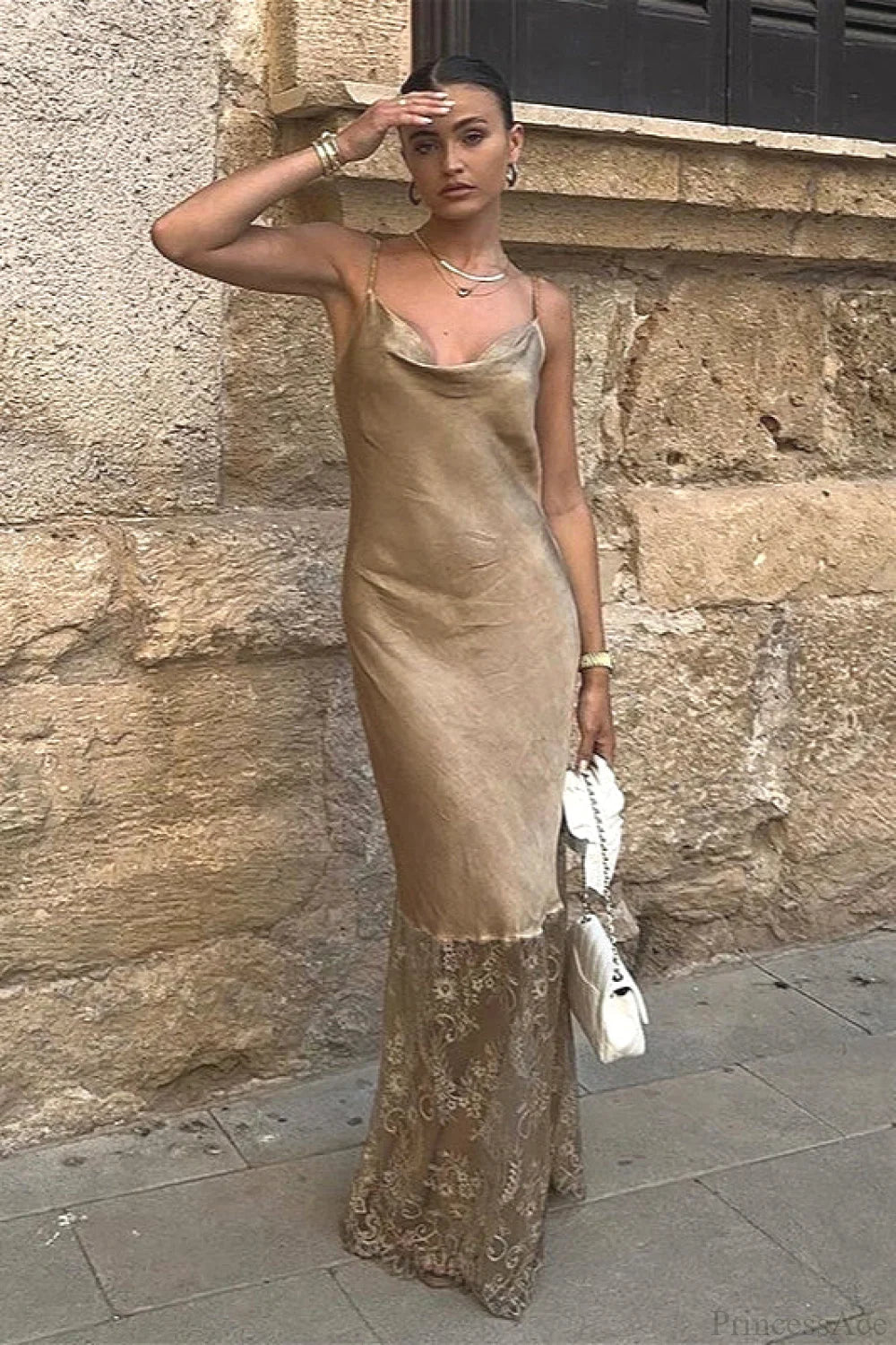 Cami Lace Backless Fitted Maxi Dress Cami Lace Backless Fitted Maxi Dress