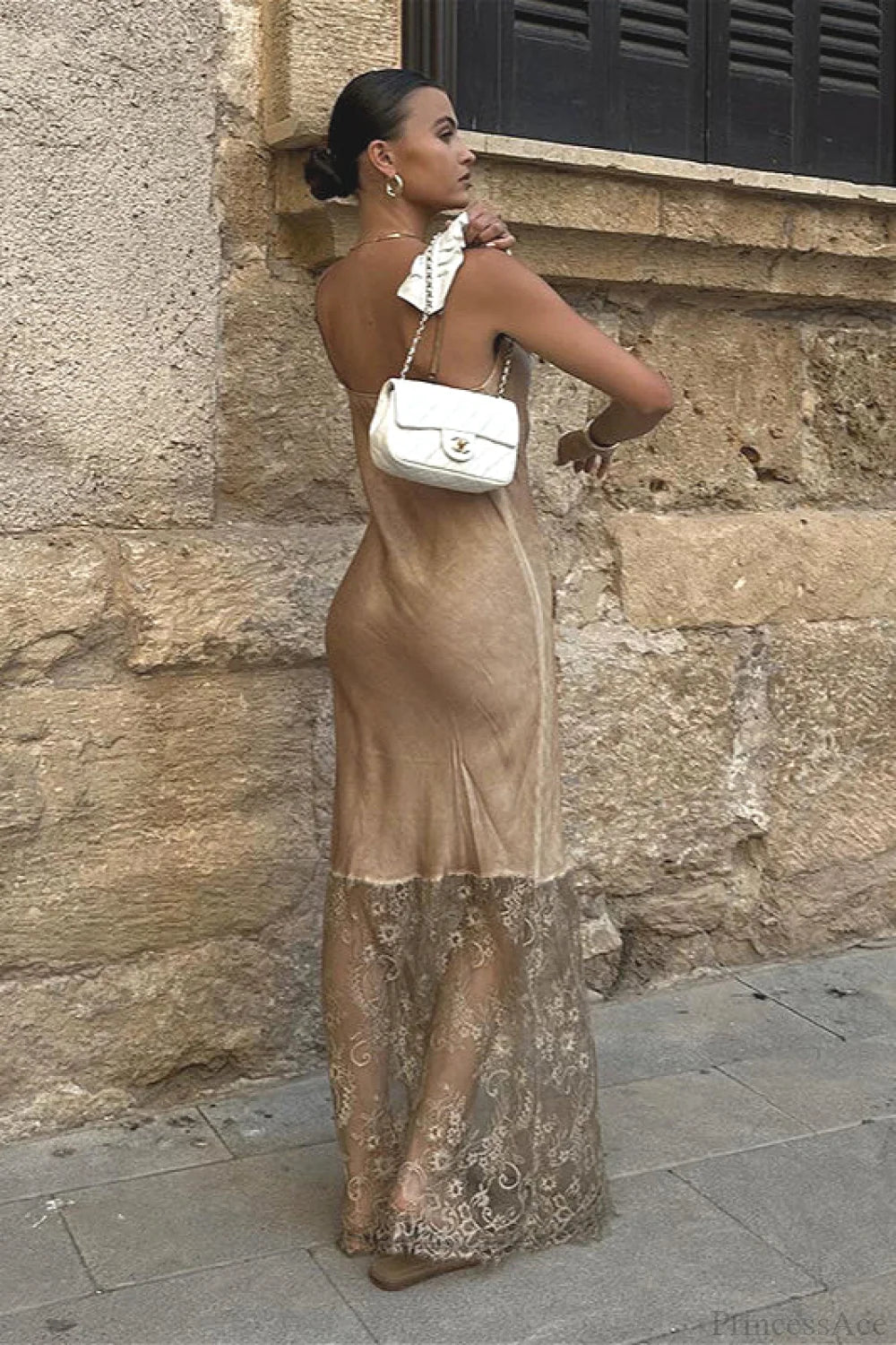 Cami Lace Backless Fitted Maxi Dress Cami Lace Backless Fitted Maxi Dress