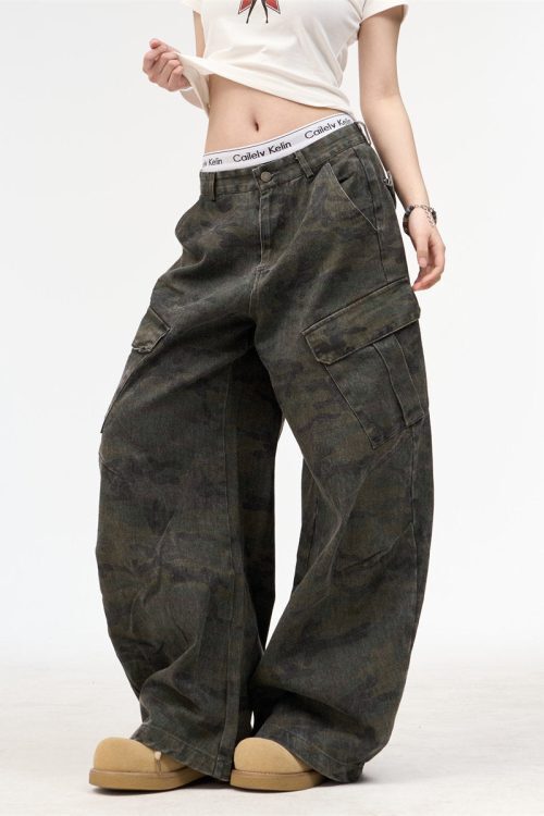 Camouflage Cargo Denim Pants