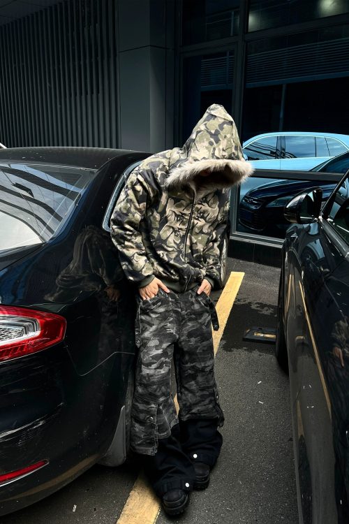 Camouflage Spliced Hoodie Jacket