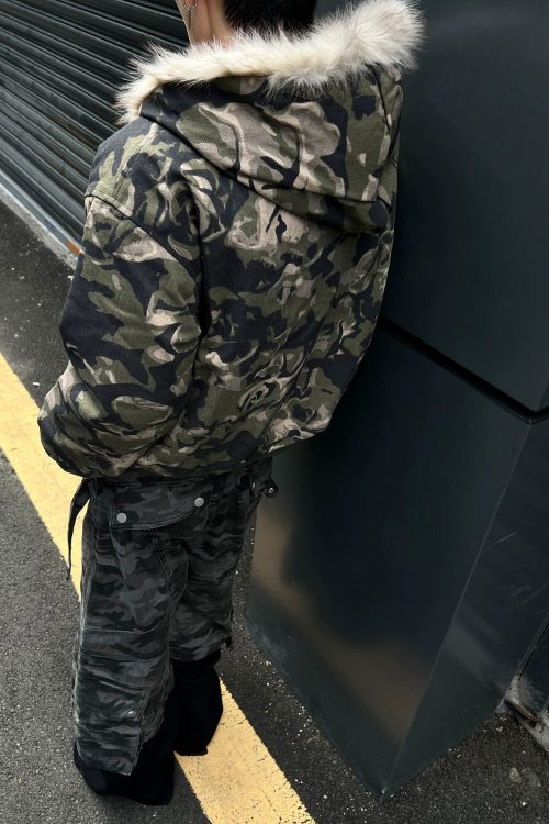 Camouflage Spliced Hoodie Jacket