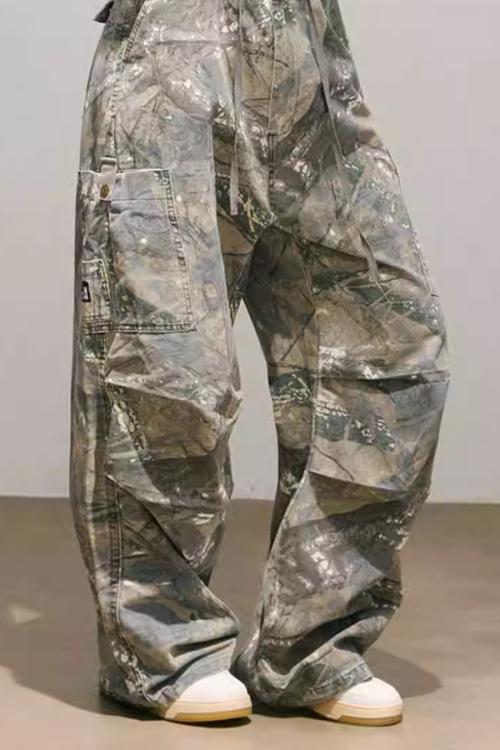 Camouflage Strap Pocket Cargo Pants
