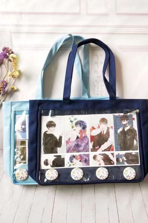 Canvas Base Ita Bag with Clear Window for Plushies and Pins