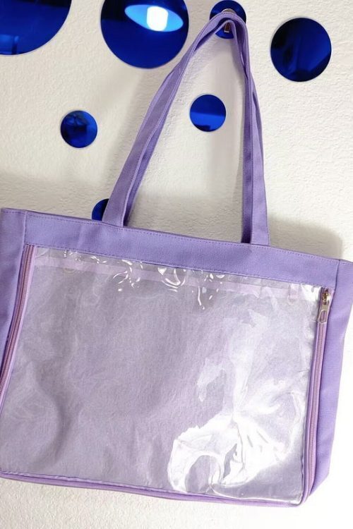 Canvas Base Ita Bag with Clear Window for Plushies and Pins