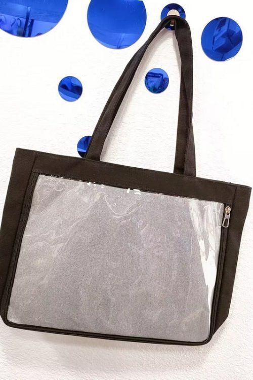Canvas Base Ita Bag with Clear Window for Plushies and Pins
