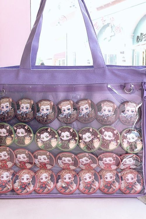 Canvas Base Ita Bag with Clear Window for Plushies and Pins