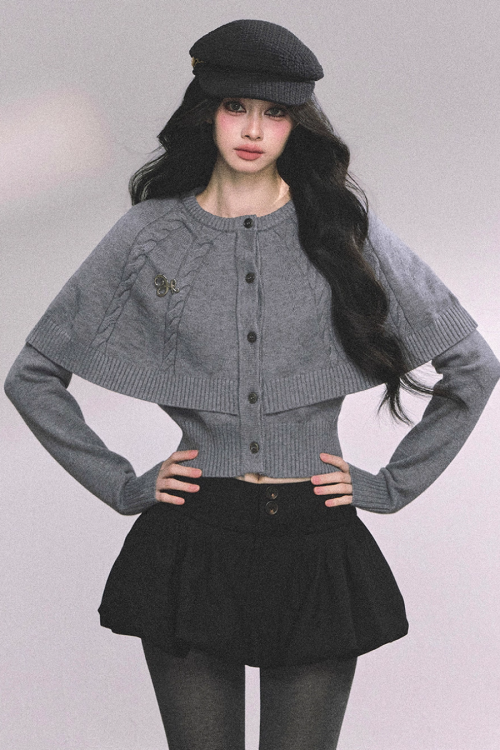 Cape Long Sleeve Knit