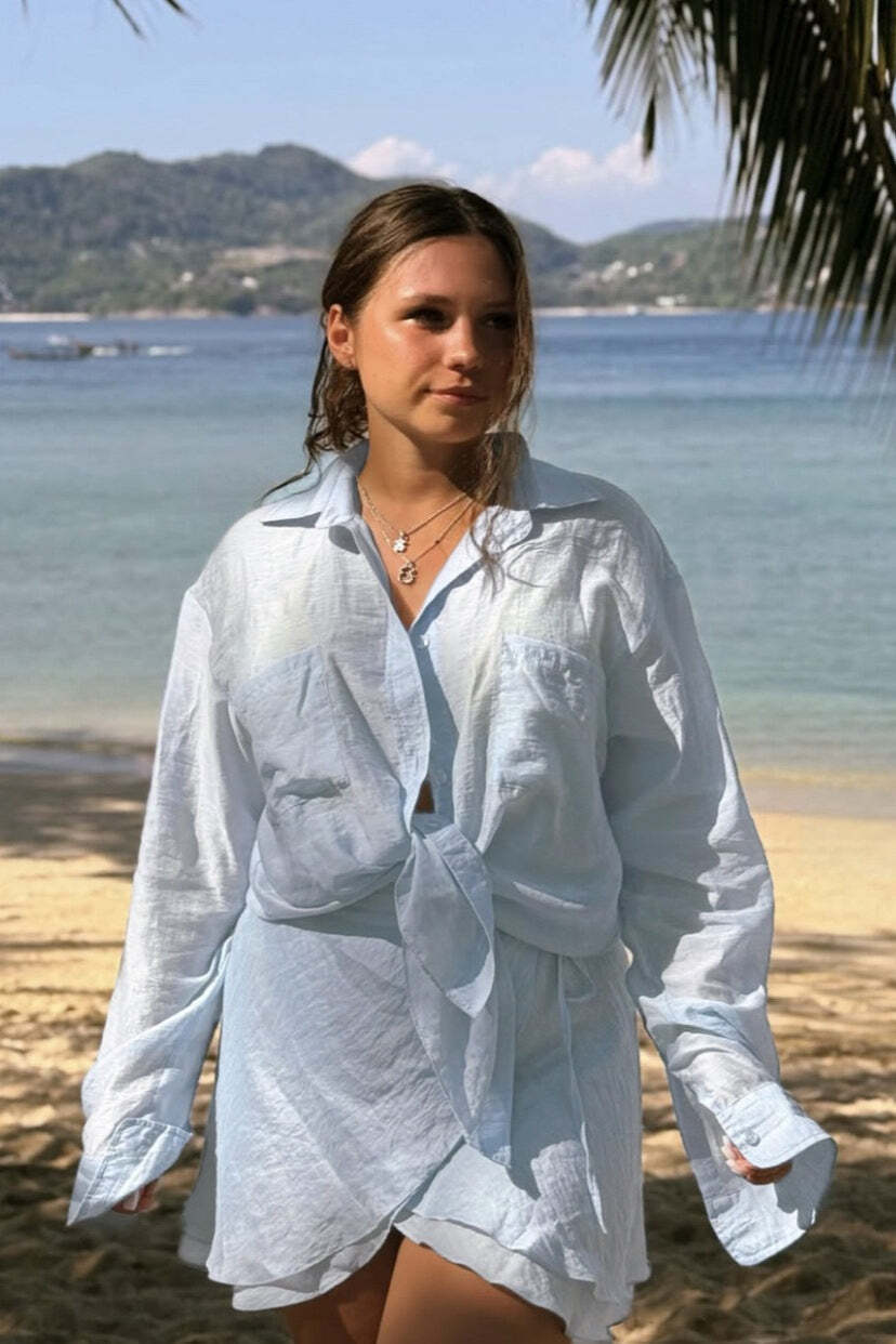 Casual Beach Shirt Cover Skirt Set Casual Beach Shirt Cover Skirt Set