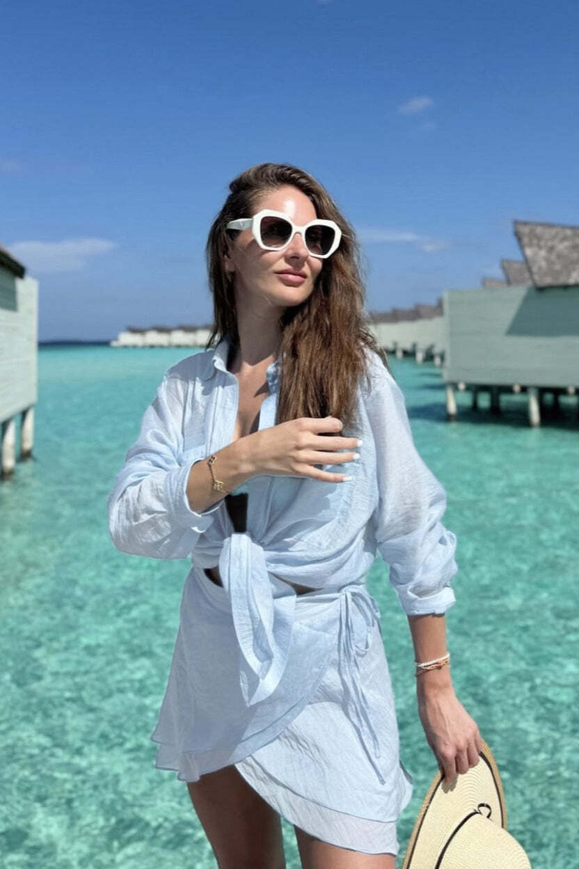 Casual Beach Shirt Cover Skirt Set Casual Beach Shirt Cover Skirt Set