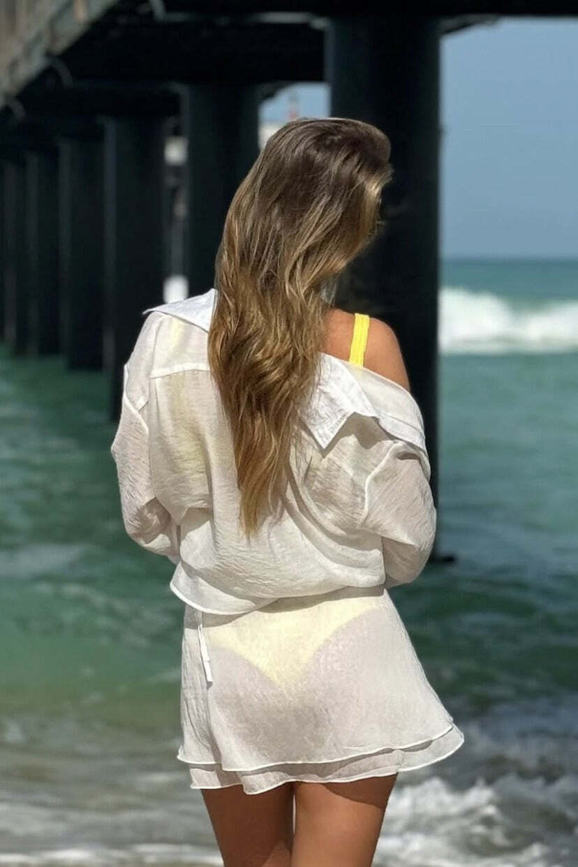 Casual Beach Shirt Cover Skirt Set Casual Beach Shirt Cover Skirt Set