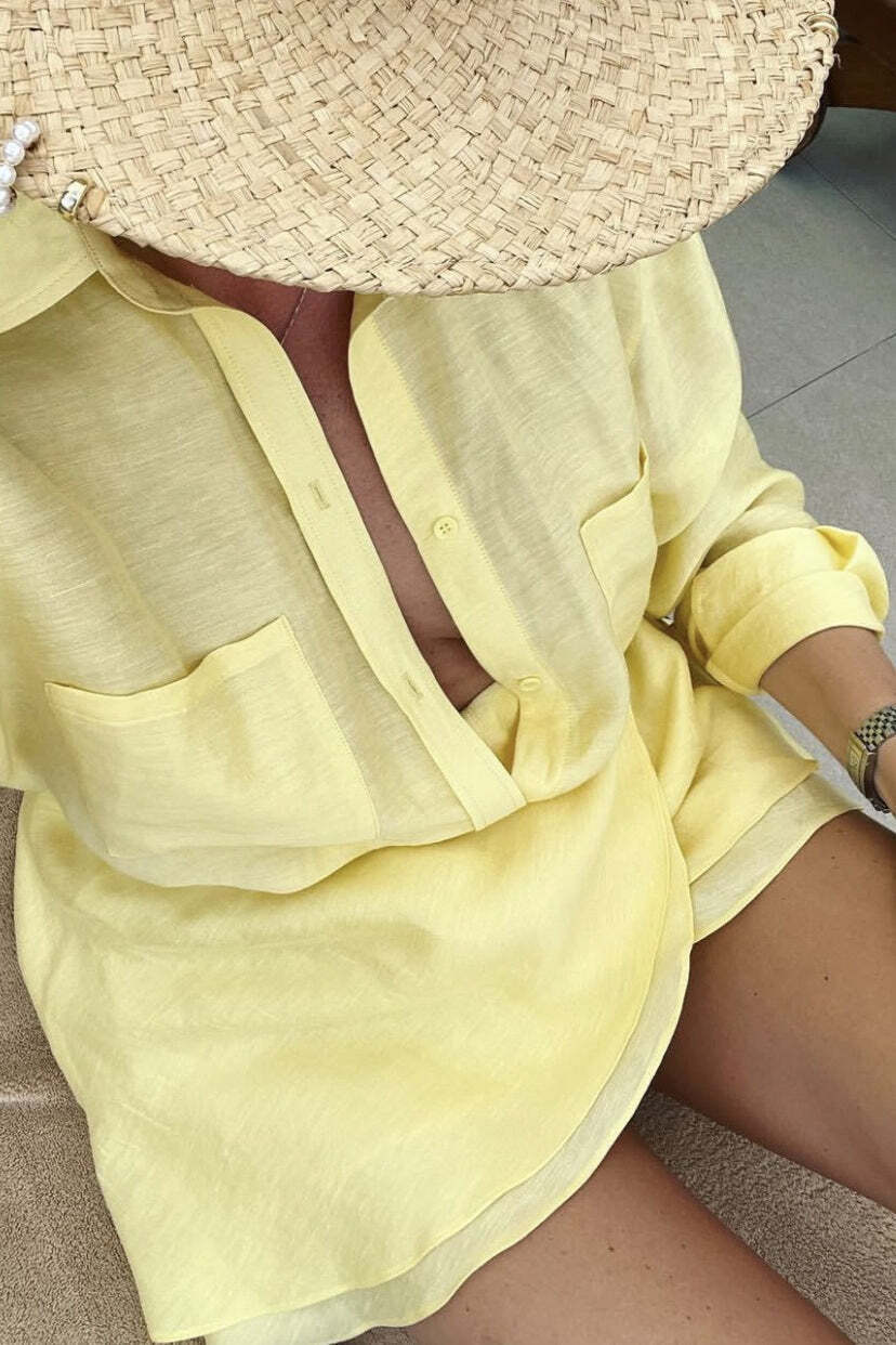 Casual Beach Shirt Cover Skirt Set Casual Beach Shirt Cover Skirt Set