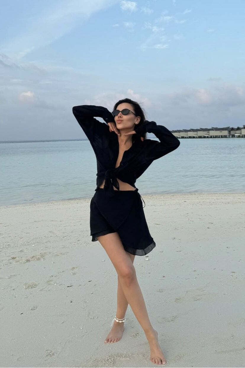 Casual Beach Shirt Cover Skirt Set Casual Beach Shirt Cover Skirt Set