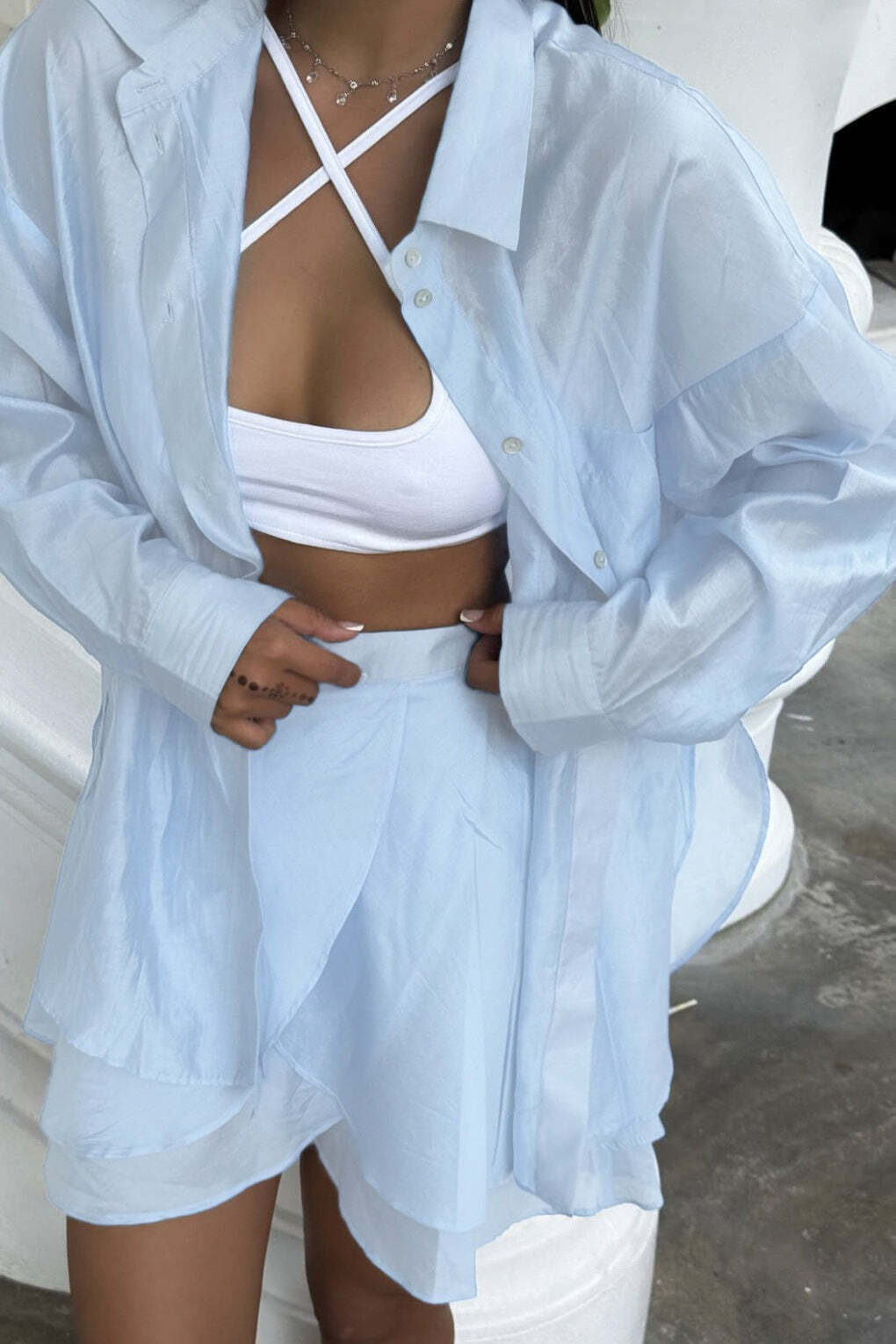 Casual Beach Shirt Cover Skirt Set Casual Beach Shirt Cover Skirt Set